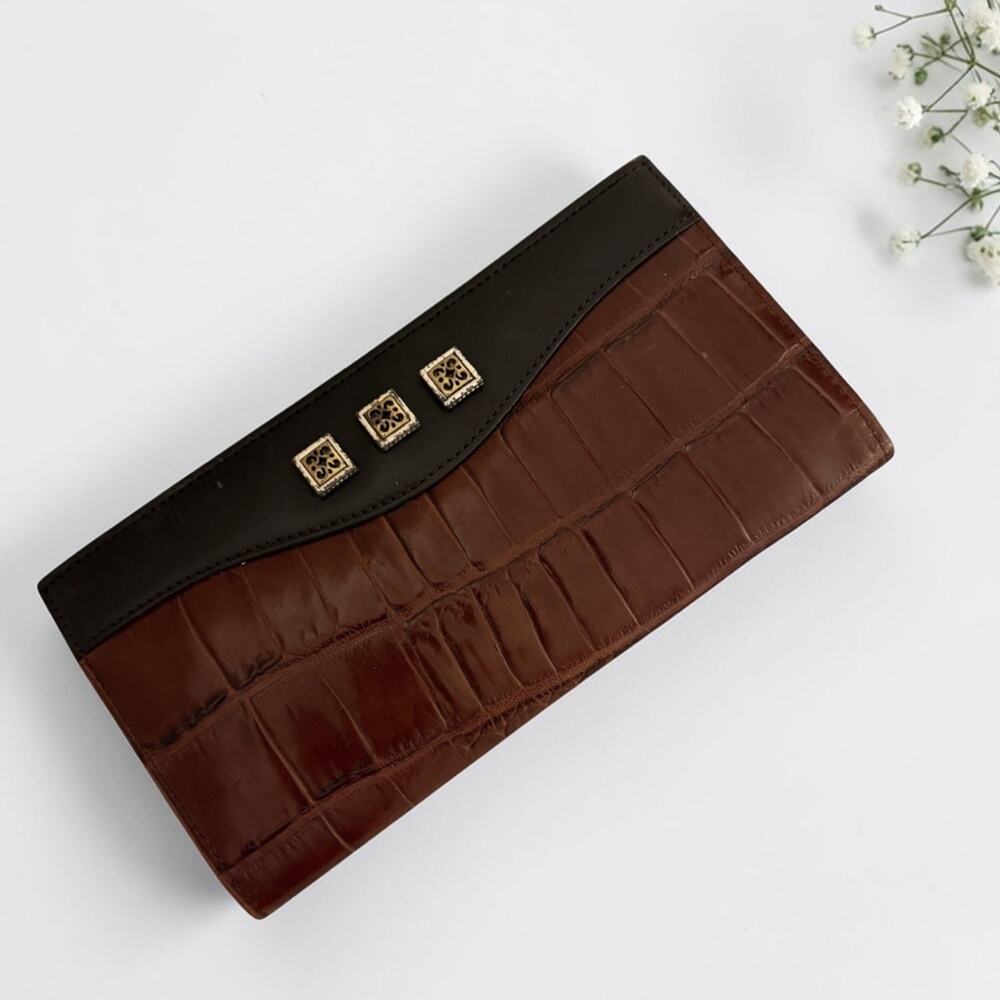 BRIGHTON Barbados Wallet Clutch Brown Leather Organizer Boho Read 4034/23